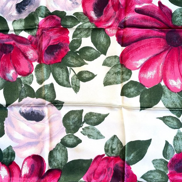 Floral vintage silk 100% scarf - Picture 2 of 3